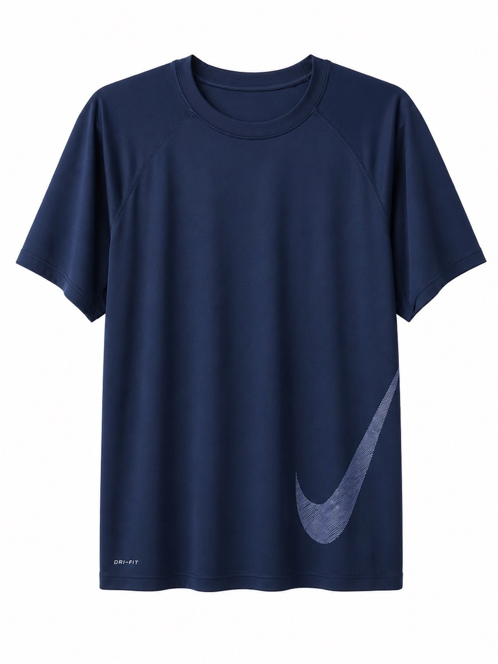 NIKE DRI-FIT,LARGE SIDE LOGO,DARK BLUE, SHORT SLEEVE,SPORT T-SHIRT.SIZE-…